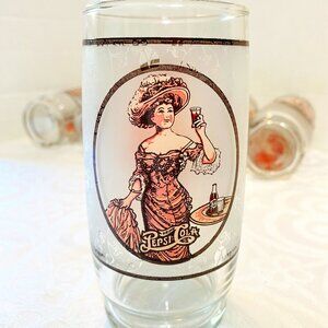 6 VNTG Pepsi-Cola Drinking Glasses Victorian Lady/Gibson Girl 6" Tumblers EUC